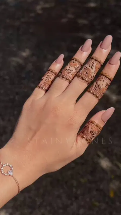 aesthetic minimal lotus finger mehndi design