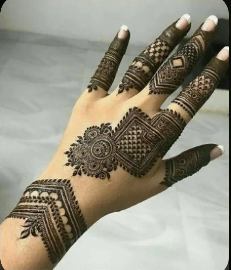 Simple Stylish Back Hand Mehndi Design with Jaal and Moon for Eid (3)