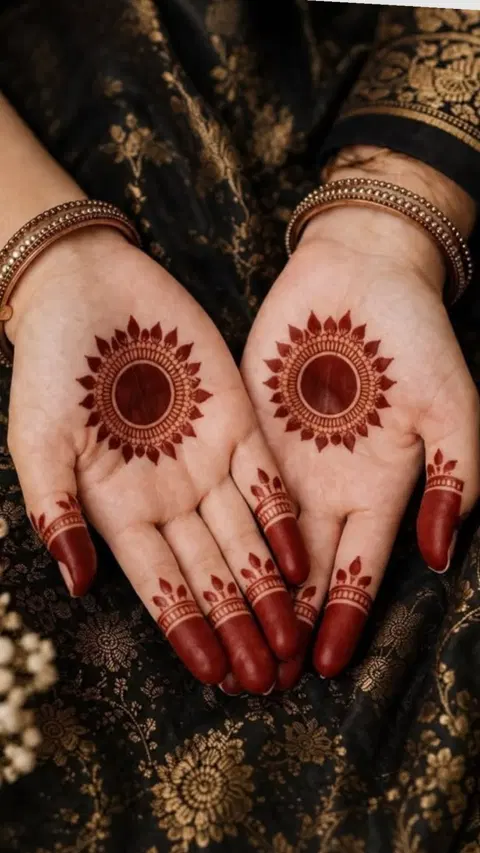 simple stylish circle front hand mehndi design
