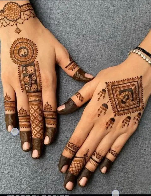 bridal simple circle back hand mehndi design