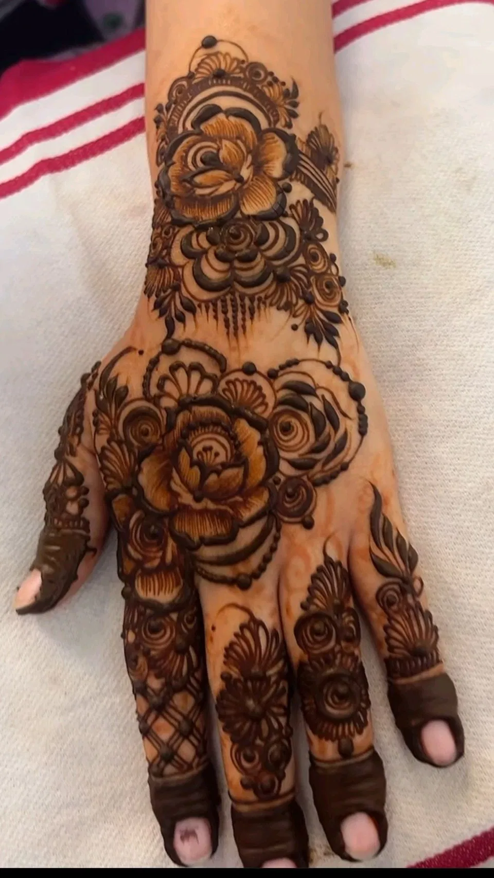 Aesthetic Dubai Back Hand Mehndi Design with Flowers (5)