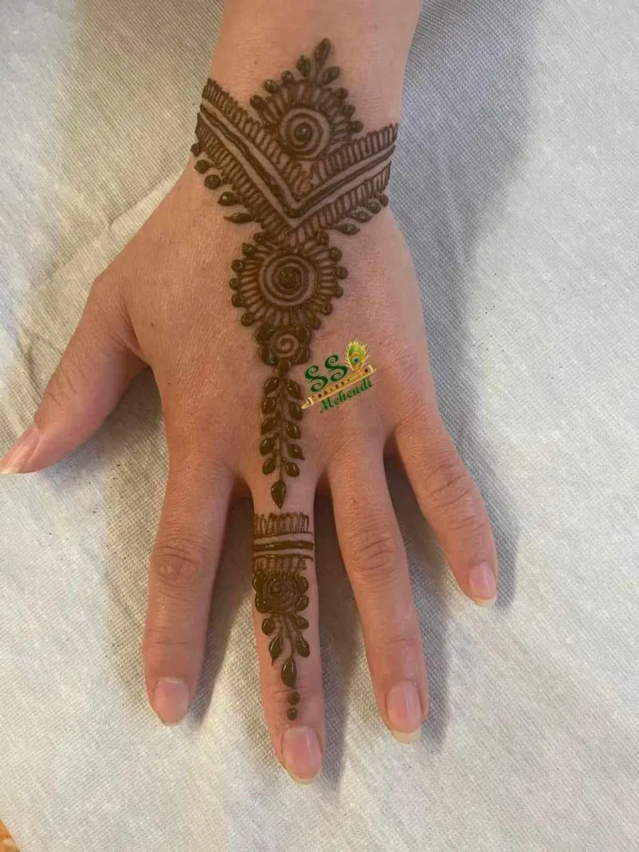 Arabic Simple Front Hand Mehndi Design with Bel (13)