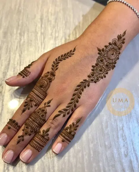 aesthetic arabic bel back hand mehndi design