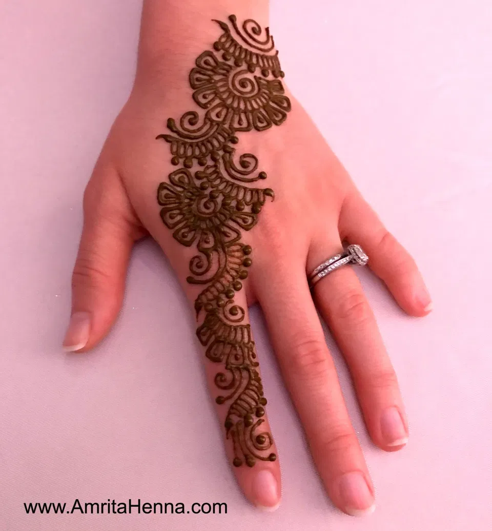 Simple Finger Mehndi Design with Bel (2)