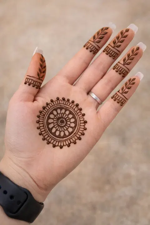 simple circle finger mehndi design
