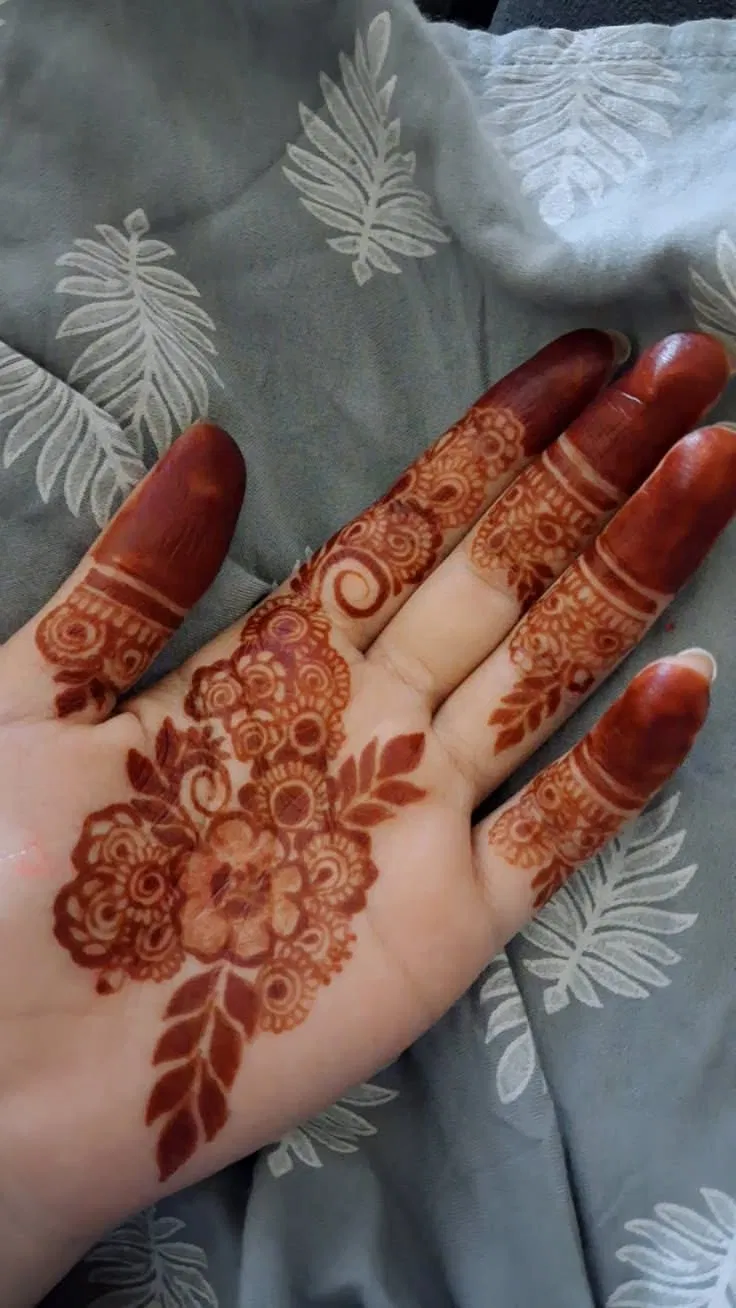 Aesthetic Arabic Front Hand Mehndi Design with Flowers (27)