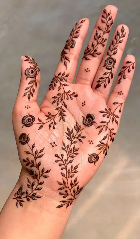 aesthetic arabic flower finger mehndi design