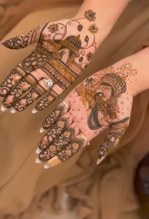 bridal simple peacock foot mehndi design