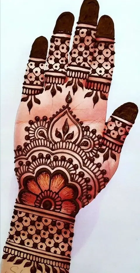 arabic stylish bel front hand mehndi design