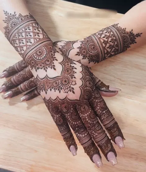 arabic bridal front hand mehndi design