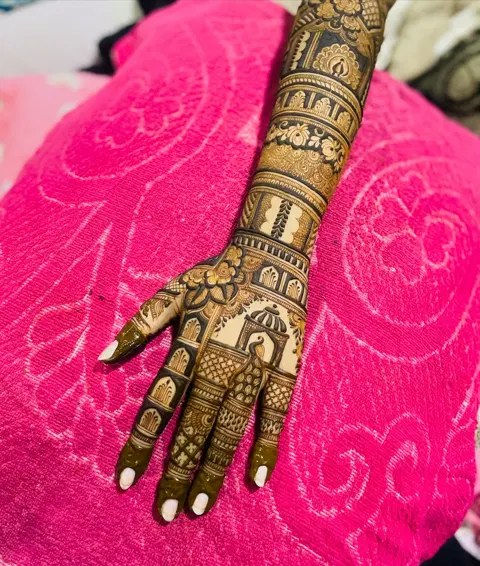 bridal royal arm mehndi design