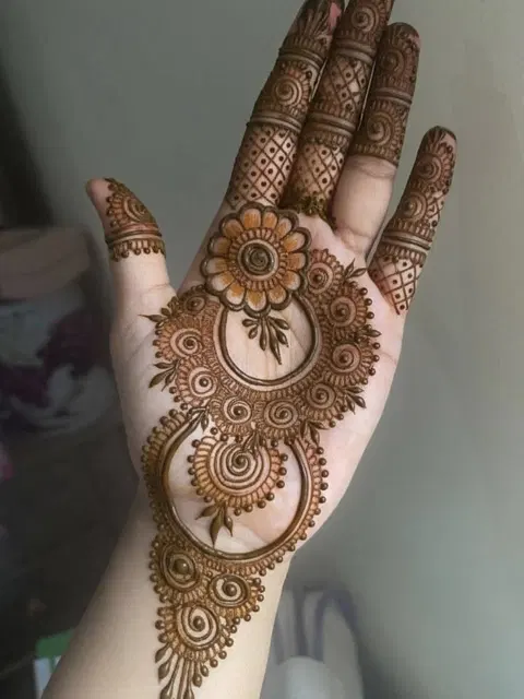 aesthetic arabic bel front hand mehndi design