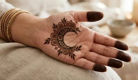 simple circle front hand mehndi design