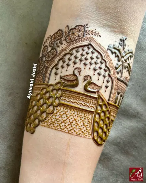 bridal royal bel arm mehndi design