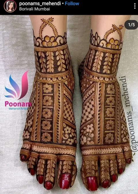 bridal indian figure foot mehndi design