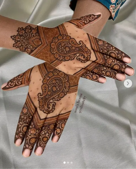 aesthetic bridal back hand mehndi design
