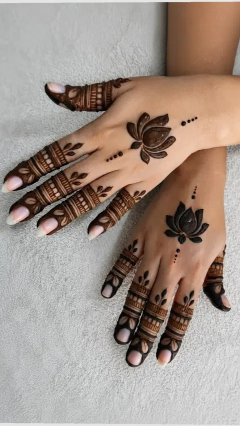 aesthetic simple flower back hand mehndi design
