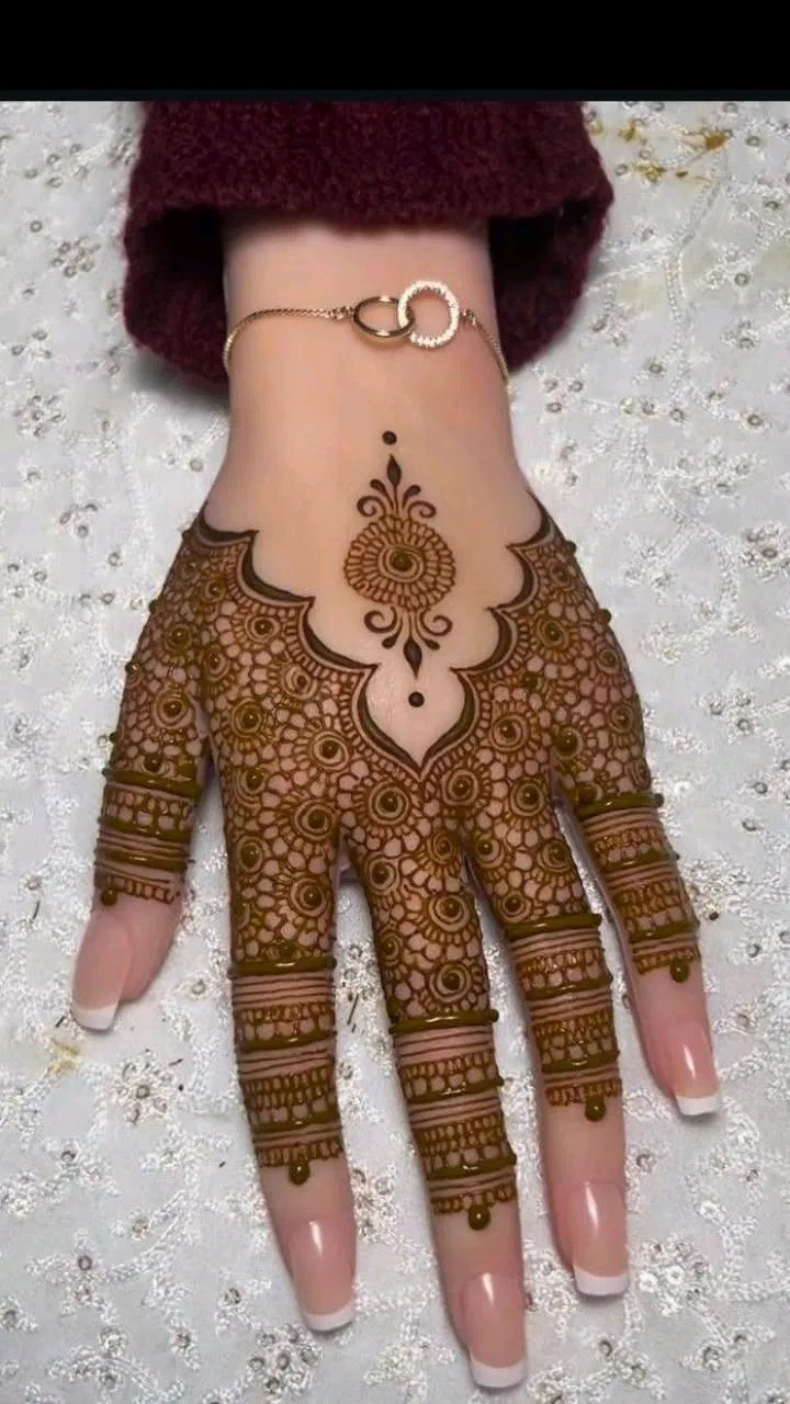 Bridal Simple Back Hand Mehndi Design with Lotus