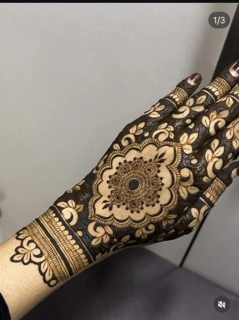 lotus back hand mehndi design