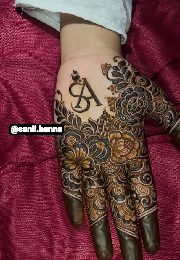Aesthetic Arabic Front Hand Mehndi Design with Hidden Name (3)