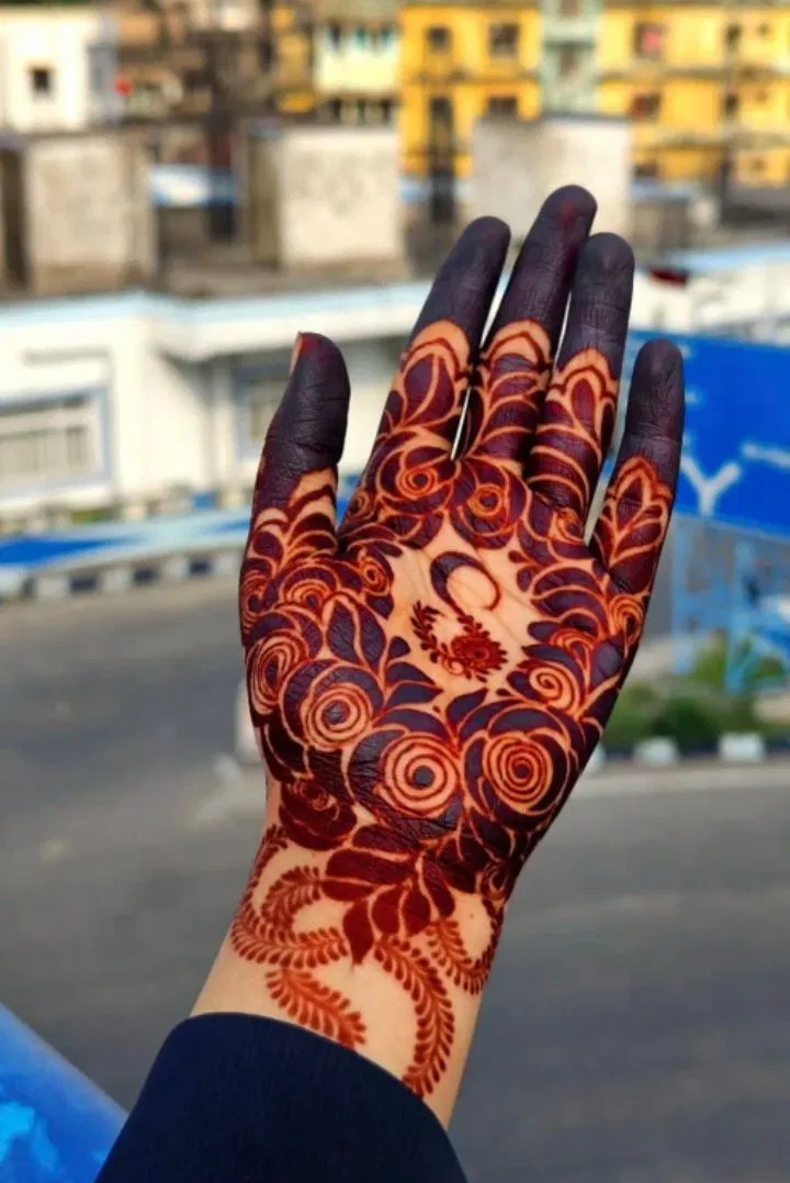 Aesthetic Pakistani Back Hand Mehndi Design with Gol Tikki and Hidden Name