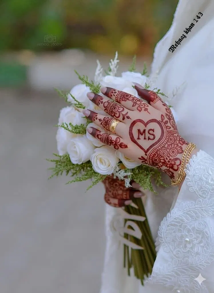 Arabic Bridal Finger Mehndi Design with Hidden Name for Engagement