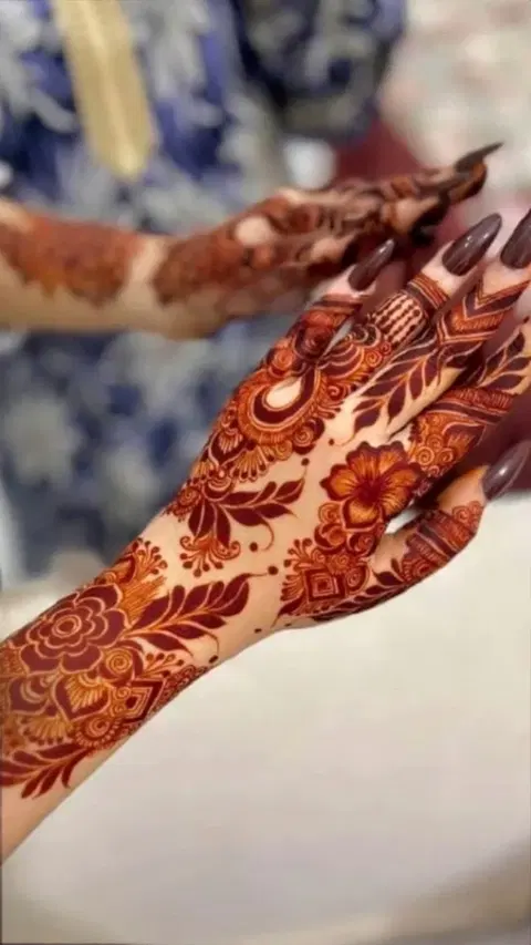 arabic bridal flower back hand mehndi design