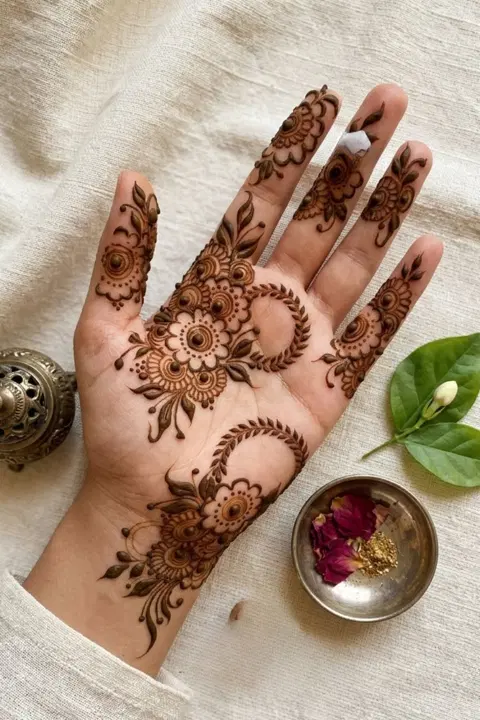 aesthetic arabic bel finger mehndi design