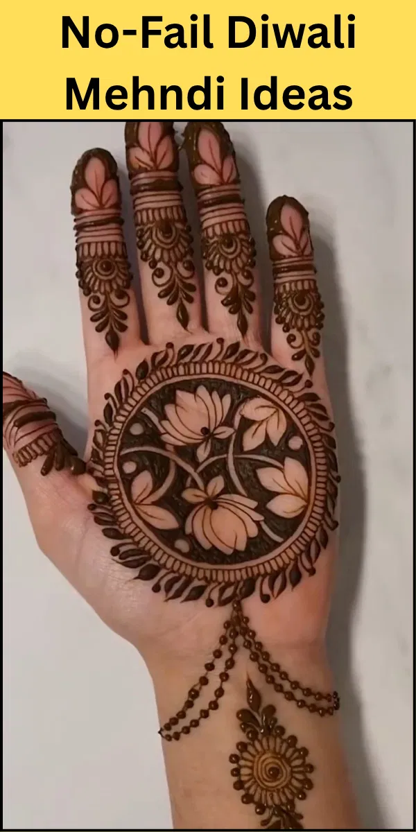 Royal Full Hand Mehndi Design with Gol Tikki and Lotus