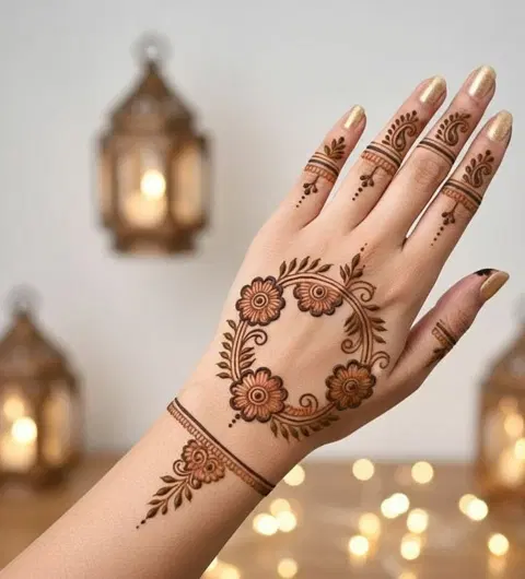 arabic simple circle finger mehndi design