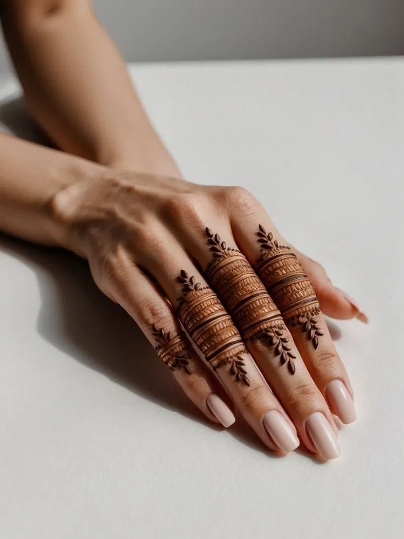 Aesthetic Minimal Finger Mehndi Design for Raksha Bandhan (2)