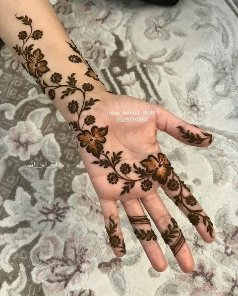 arabic simple flower front hand mehndi design