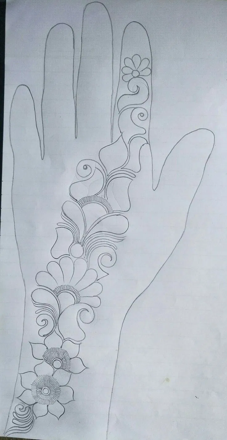 Arabic Simple Mehndi Design with Flowers (2)