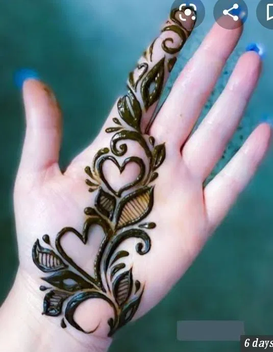 Arabic Simple Finger Mehndi Design with Hearts (2)