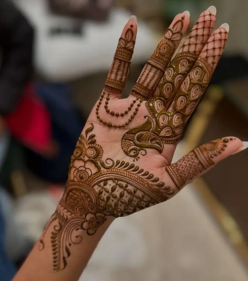 Bridal Royal Front Hand Mehndi Design for Engagement
