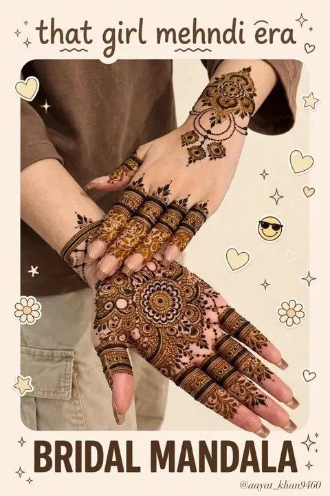 aesthetic bridal circle front hand mehndi design