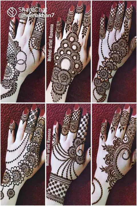 simple stylish circle back hand mehndi design