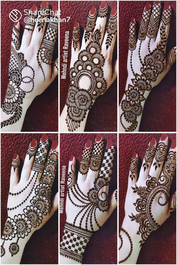 Simple Stylish Back Hand Mehndi Design with Gol Tikki for Diwali