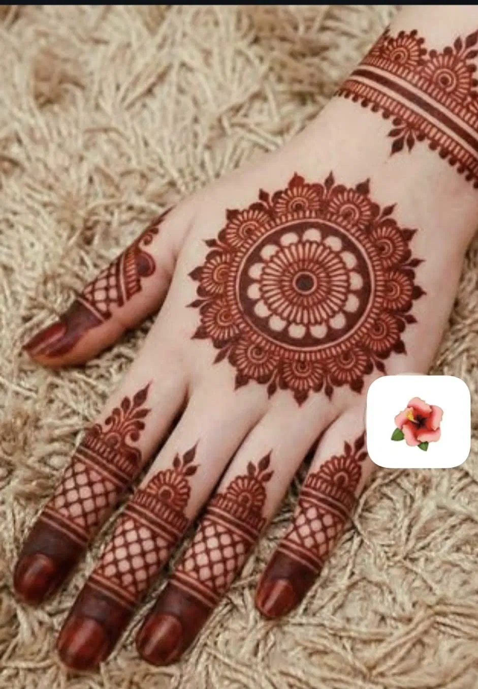 Arabic Bridal Back Hand Mehndi Design with Gol Tikki and Flowers for Diwali (5)