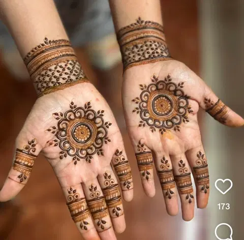 bridal simple circle full hand mehndi design
