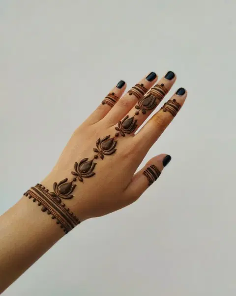 arabic indian lotus back hand mehndi design
