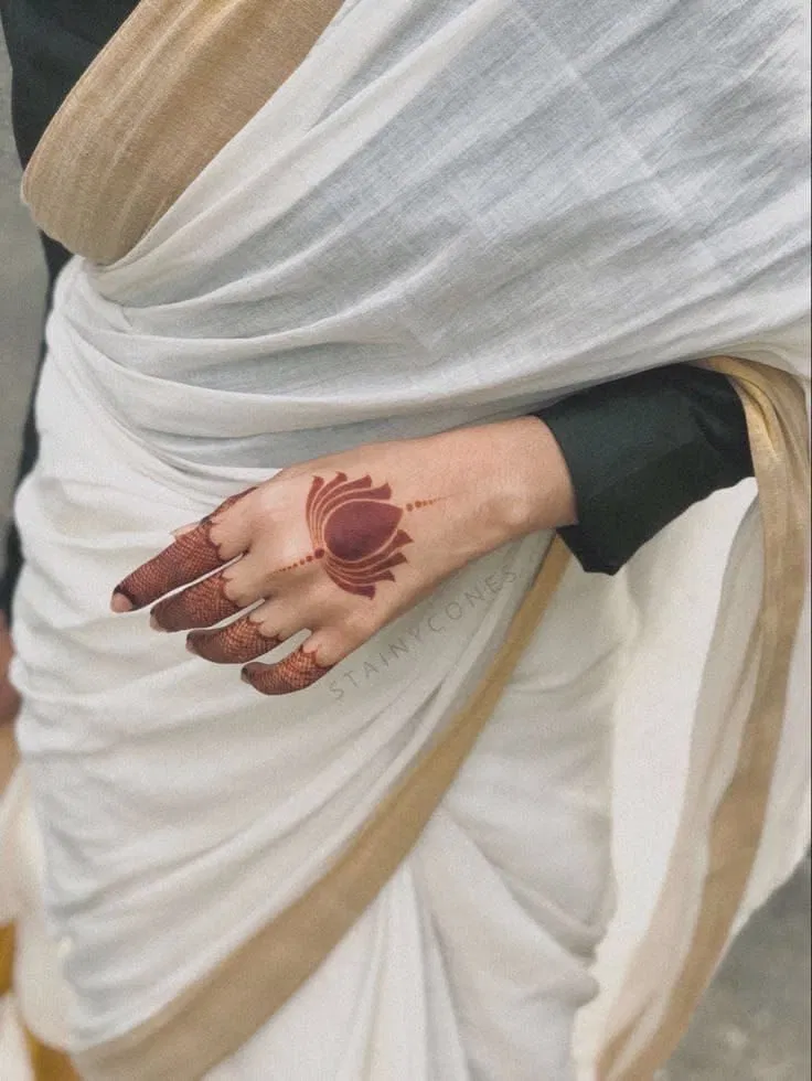 Minimal Simple Back Hand Mehndi Design with Lotus (3)