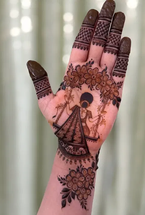 arabic bridal figure front hand mehndi design