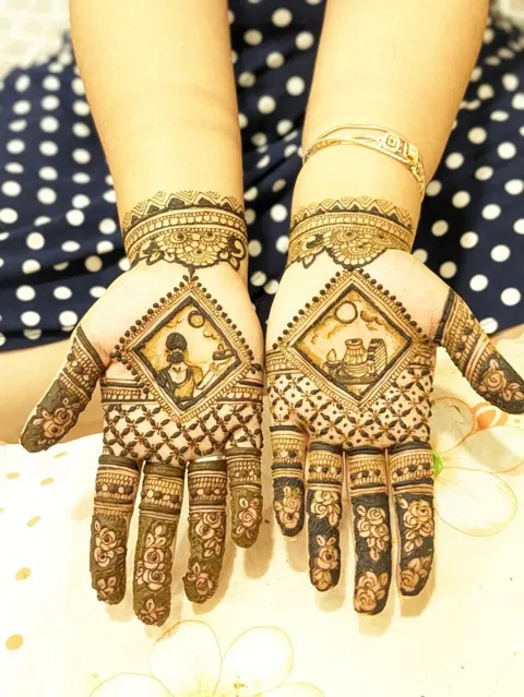arabic bridal circle finger mehndi design
