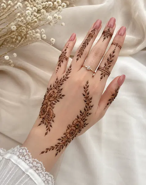 aesthetic arabic bel back hand mehndi design