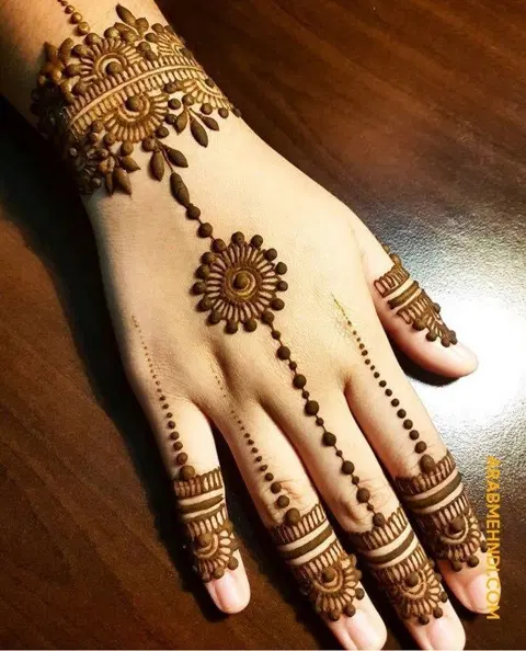 arabic simple flower back hand mehndi design