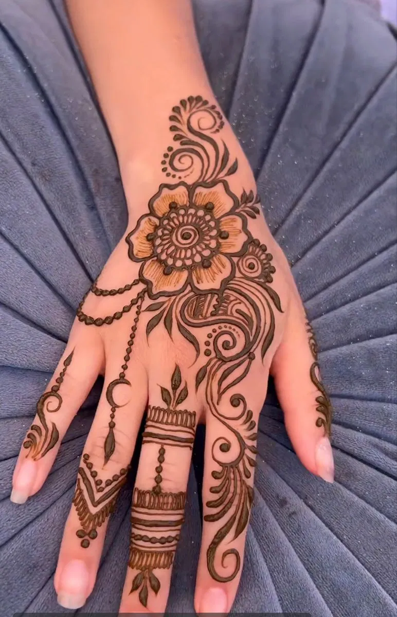 Arabic Indian Arm Mehndi Design with Deity