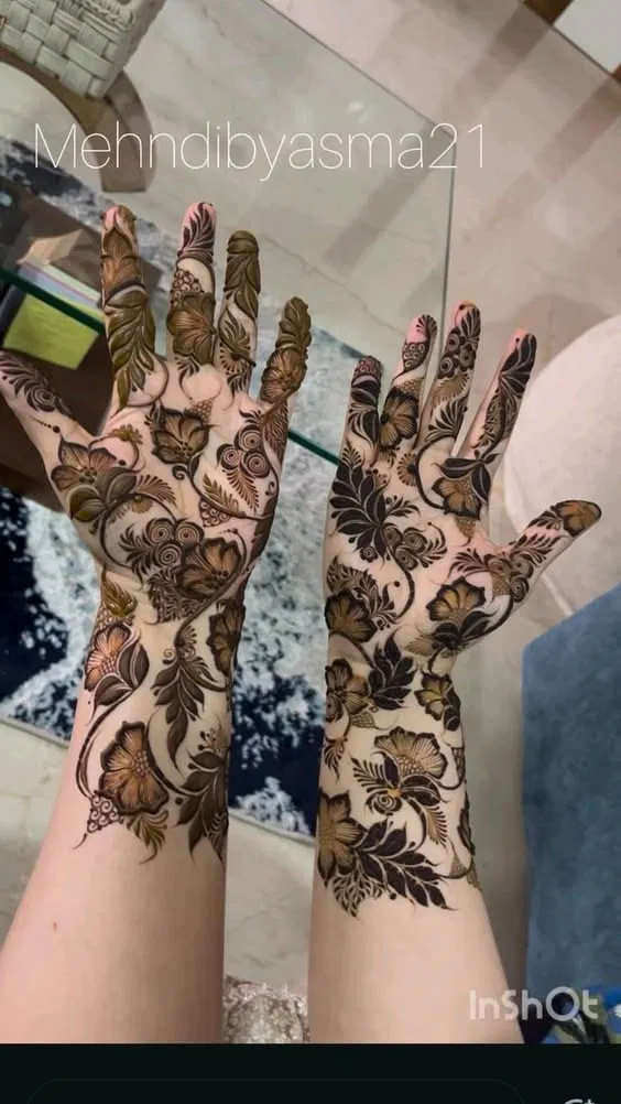 Arabic Dubai Front Hand Mehndi Design with Flowers (9)