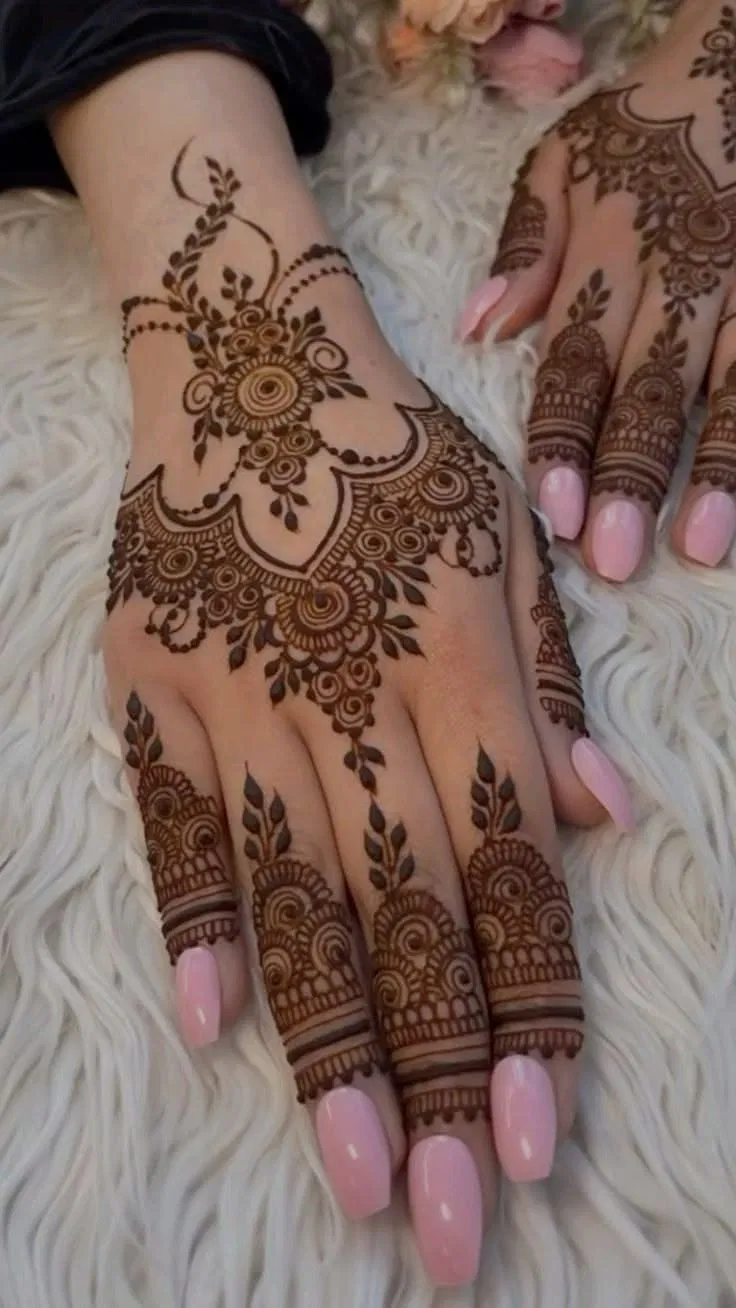 Arabic Bridal Back Hand Mehndi Design with Flowers for Eid (6)