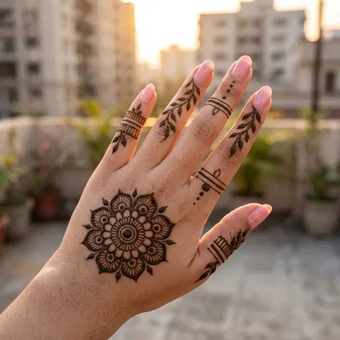 arabic simple circle finger mehndi design